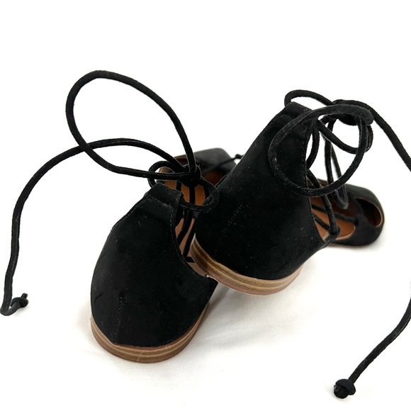 Zara Black Suede Lace Up Flats - Picture 3 of 6